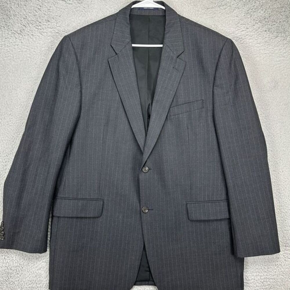 VINTAGE Ralph Lauren Sport Coat Blazer Mens 48L Dillards Dark Gray Pinstripe